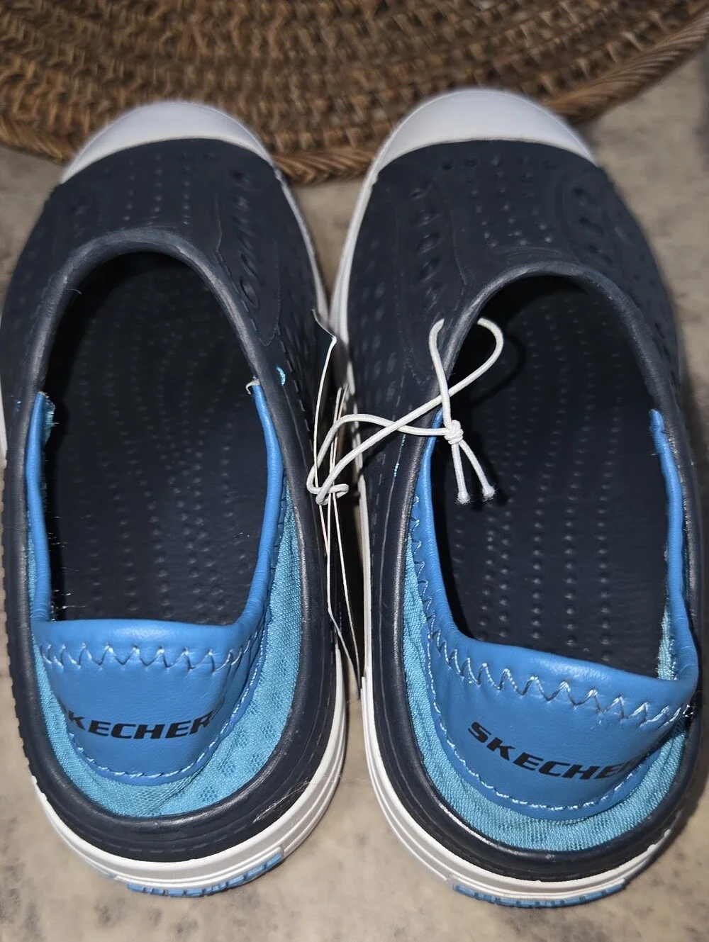 Skechers Kids Navy and White Foamies Slip-On Shoes Size Kids 12